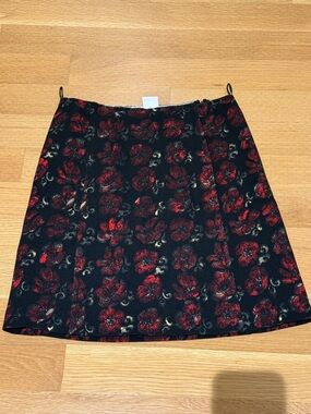 Prada black and red floral skirt wool - READ description